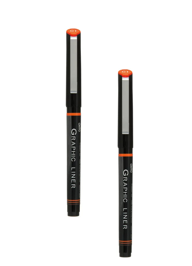 OHTO Graphic Liner CFR-150GL Rollerball Drawing Pen (Set of 2 Assorted Tip Sizes with Different Tip Size Combos)