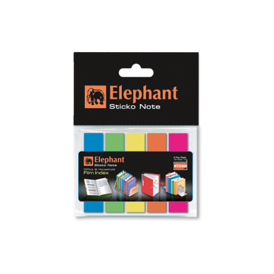 Elephant Sticky Note Index Tabs – 5 Fluorescent Colors (Thailand)