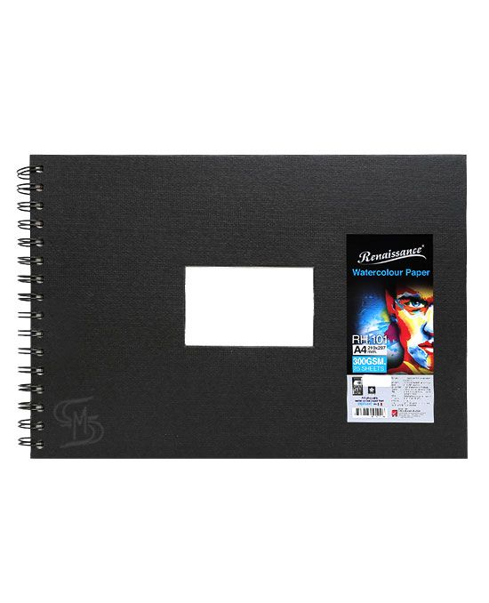 Renaissance & Fabriano A4 Size Spiral Watercolour Pad (300 GSM, 25 sheets), Model RH. 101