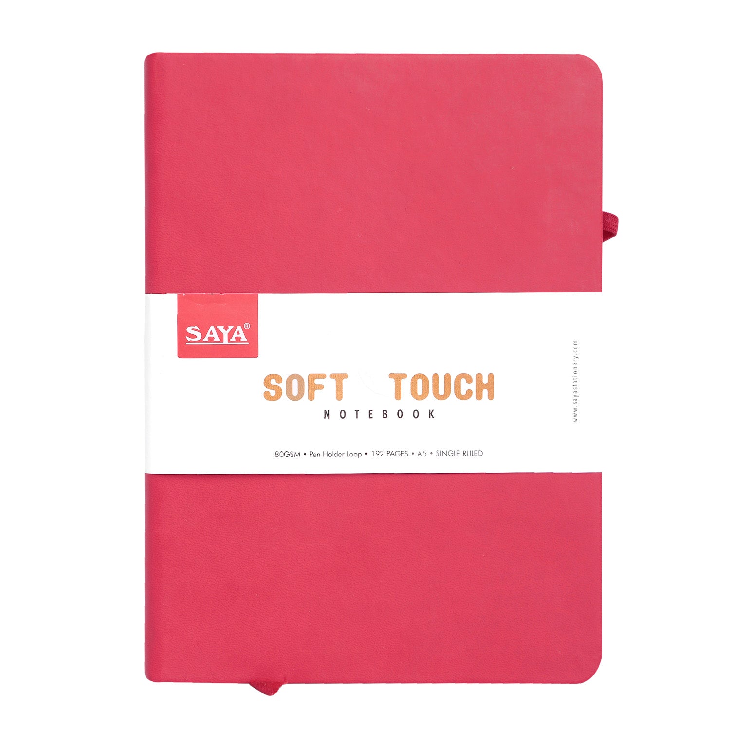 Saya Soft Touch A5 Notebook , Flexible PU Cover, 192 Pages (80 GSM), with Pen Holder Loop (Pack of 2)