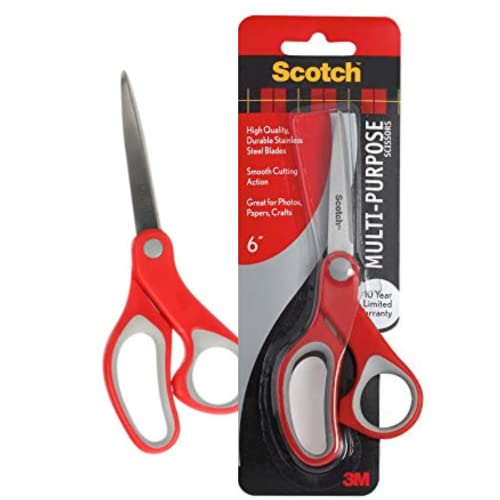 Scotch 3M Scotch Scissors | 6" Multipurpose | Comfort Grip Handle And Stainless Steel Blades | Paper, Photos, Crafts