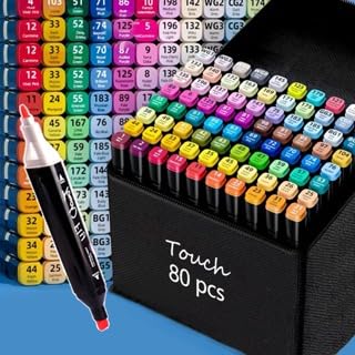 Parssufy 80 Colors Art Markers sketch pen Dual Tip Artist Art Marker Vibrant Colors Set for Kids Adult Coloring Sketching Drawing Painting, Twin Head Permanent Sketch Markers Pen with Carry Case (80)