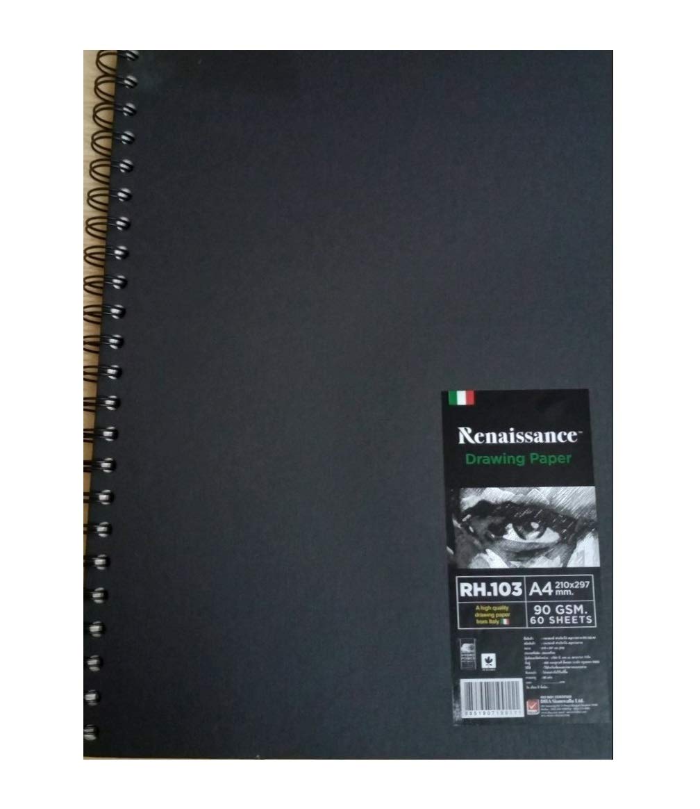 Renaissance & Fabriano A4 Size Spiral Sketch Book (90 GSM, 60 Sheets), Model RH. 103