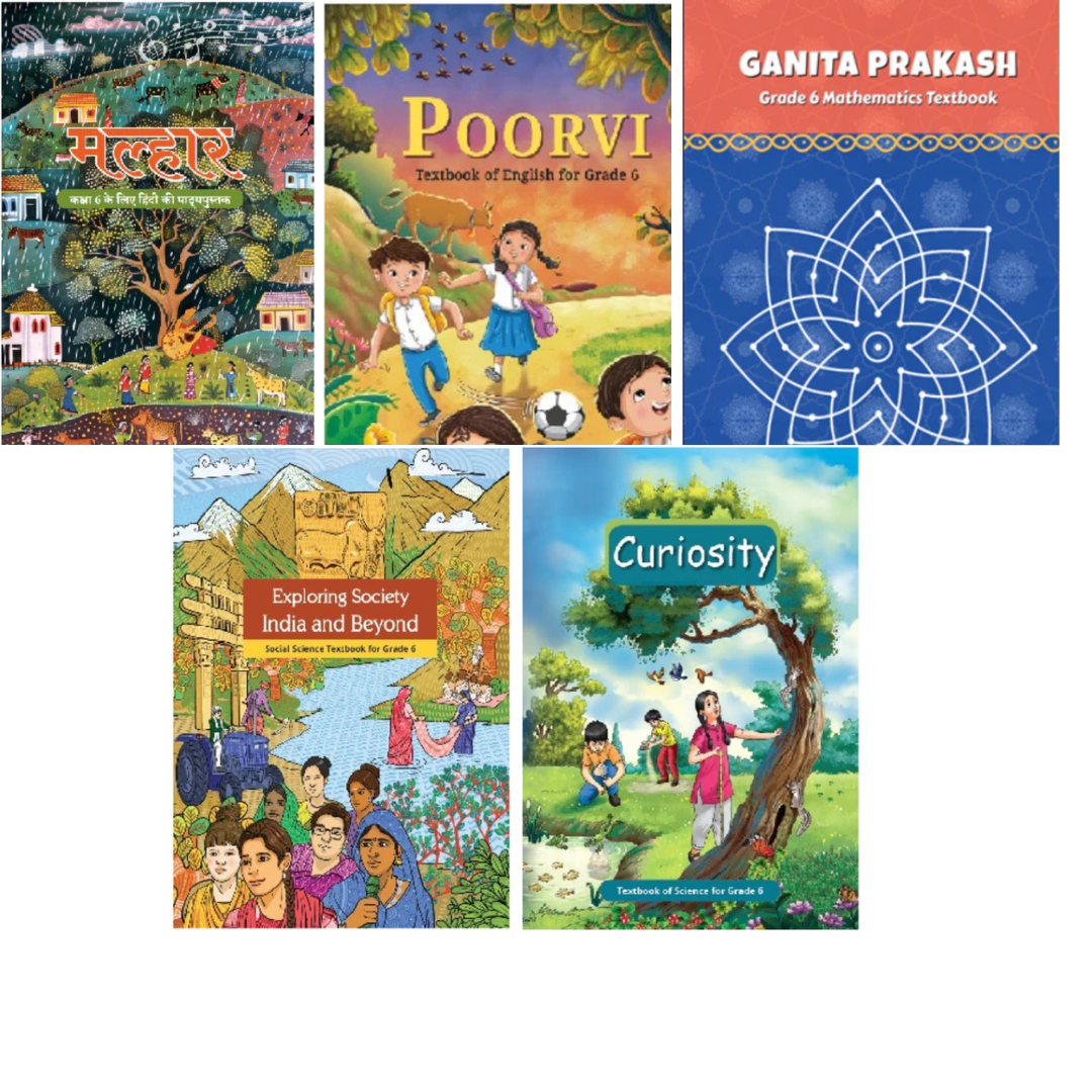 N.C.E.R.T Class-6 English Medium 5 Book's Set (With Buinding Cover)