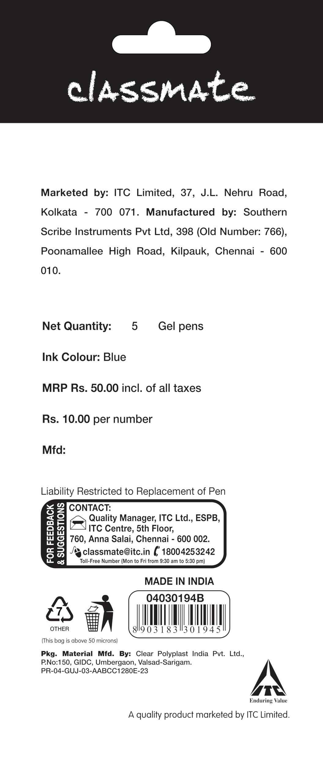 Classmate Octane Neon- Blue Gel Pens (Pack of 5)|Smooth Writing Pens|Water-Proof Ink for Smudge-Free writing|Attractive Neon Body Colours|Preferred by Students for Exam & Class Notes