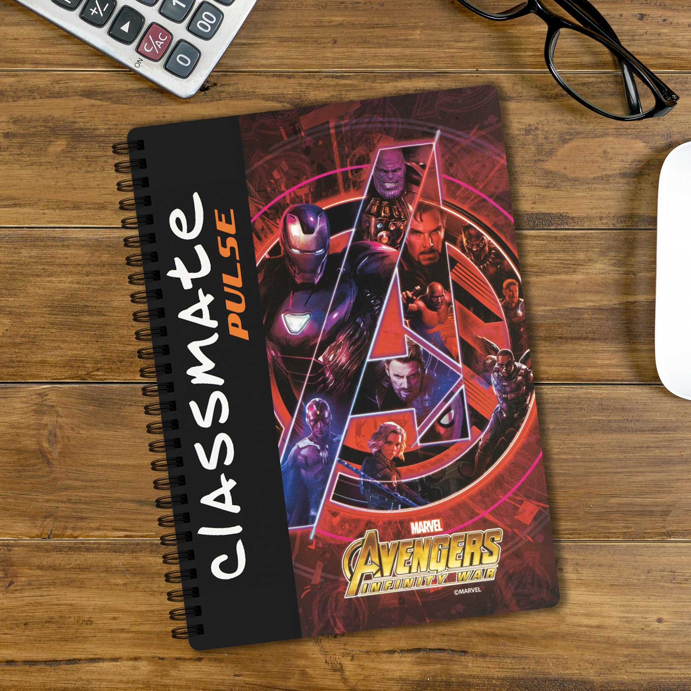 Classmate Pulse Single Subject Spiral Notebook - Pack of 4 | Unruled | 200 Pages | 24.0cm x 18.0cm | Attractive Cover Designs | Soft Cover |Notebooks for College Students | Assorted Designs