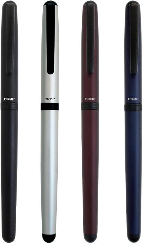 OHTO CR02 Ceramic Rollerball Pen with Matte Trim – 0.5mm Black Ink – Matte Blue/Matte Wine/Matte Silver