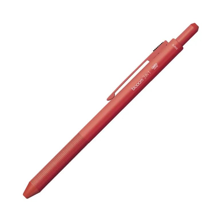 OHTO MF-25B3 Bloom 3-in-1 Pen – 0.7mm Black & Red Ballpoint Pens + 0.5mm Mechanical Pencil – Red/Blue/White/Black
