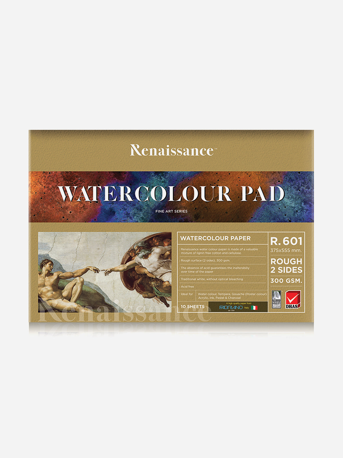 Renaissance & Fabriano A2 Size Watercolour Pad (300 GSM, 10 Sheets), Model R. 601