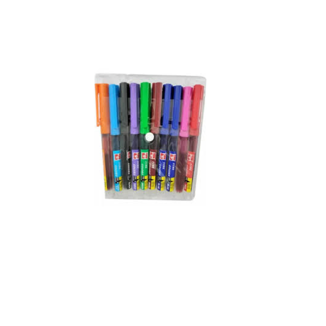 Figo Fine Liner Coloured Pen 0.6 mm - (Pack of 10)