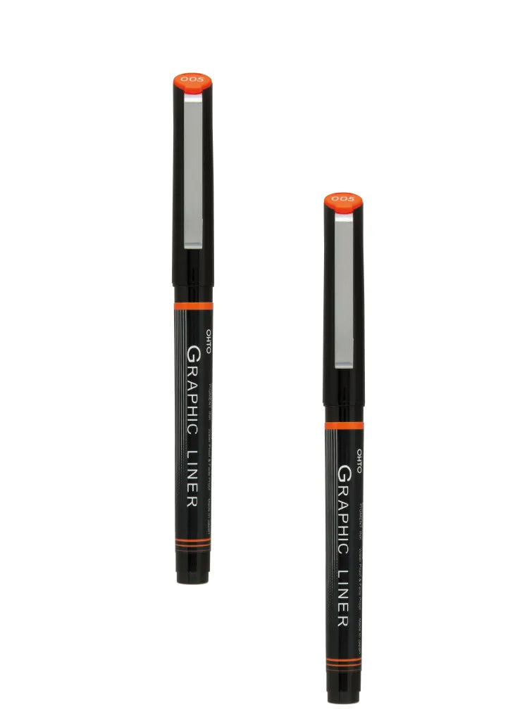 OHTO Graphic Liner CFR-150GL Rollerball Drawing Pen (Set of 2 Assorted Tip Sizes with Different Tip Size Combos)