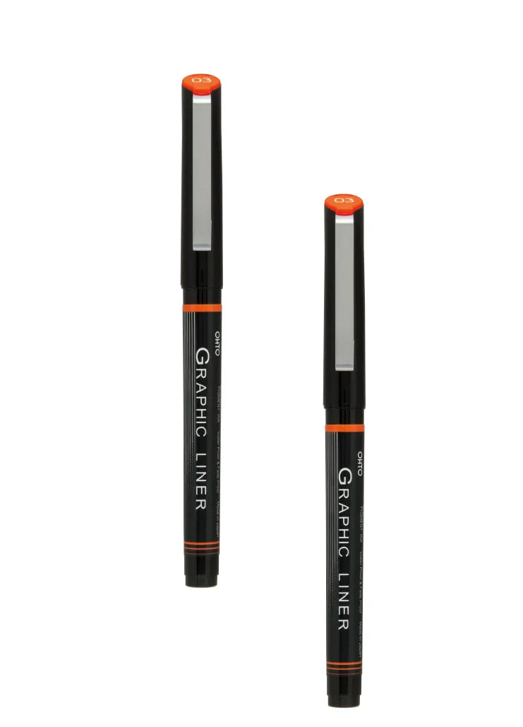 OHTO Graphic Liner CFR-150GL Rollerball Drawing Pen (Set of 2 Assorted Tip Sizes with Different Tip Size Combos)