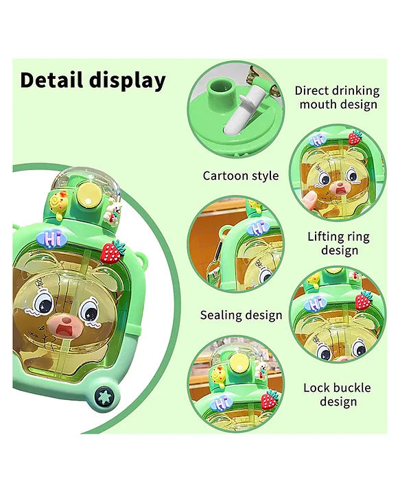 R for Rabbit Tritan BPA Free & Non Toxic Straw Sippy Water Bottle for Leak Proof Drinking Bear Theme Blue - 1000 ml