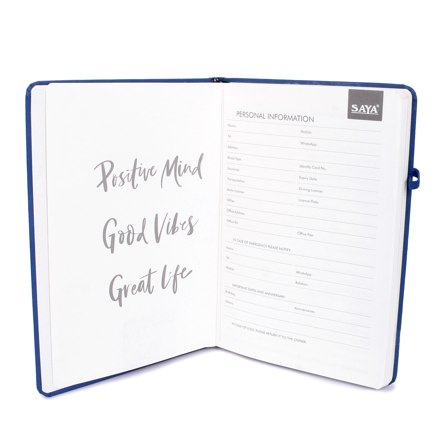 Saya Soft Touch A5 Notebook , Flexible PU Cover, 192 Pages (80 GSM), with Pen Holder Loop (Pack of 2)