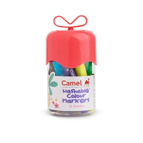 Camel Washable Colour Markers 12 shades (lid colour may vary)