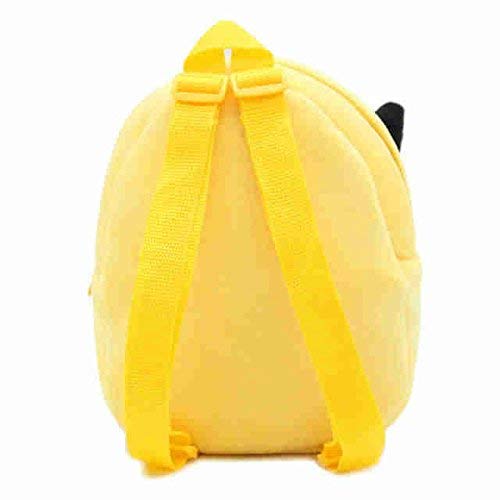 DZert Pikachu Kids Bags for School 10Ltr Baby/Boys/Girls Velvet Backpack (Yellow)