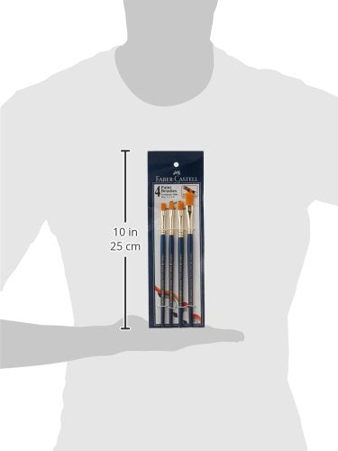 Faber-Castell Synthetic Hair Flat Assorted Paint Brush, Set of 4 Navy Blue