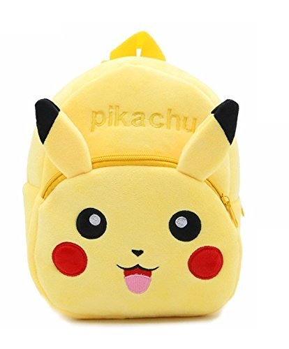 DZert Pikachu Kids Bags for School 10Ltr Baby/Boys/Girls Velvet Backpack (Yellow)