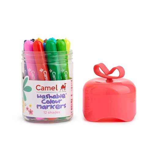 Camel Washable Colour Markers 12 shades (lid colour may vary)