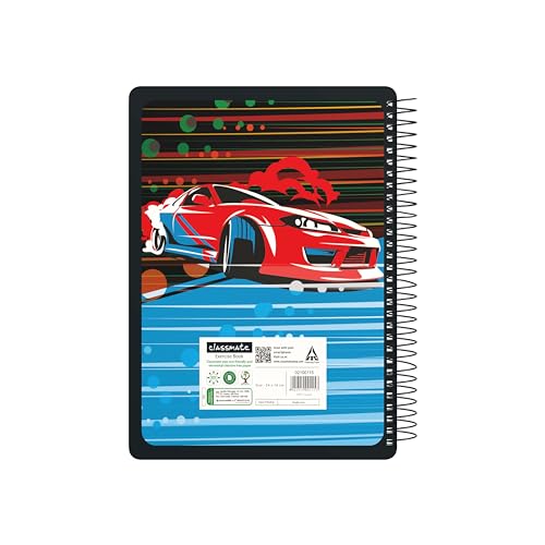 Classmate Pulse Single Subject Spiral Notebook - Pack of 1 | Single Line | 200 Pages | 24.0cm x 18.0cm | Attractive Cover Designs | Soft Cover | Notebooks for College Students