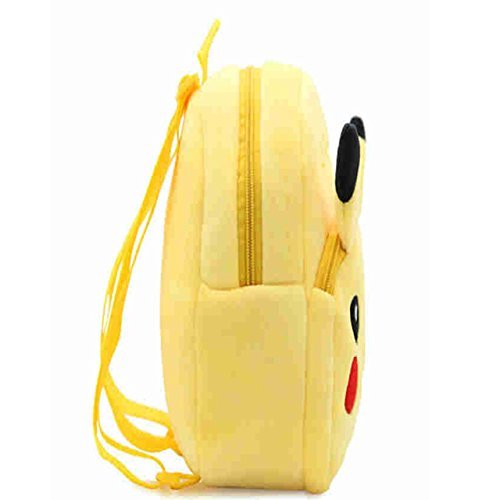 DZert Pikachu Kids Bags for School 10Ltr Baby/Boys/Girls Velvet Backpack (Yellow)