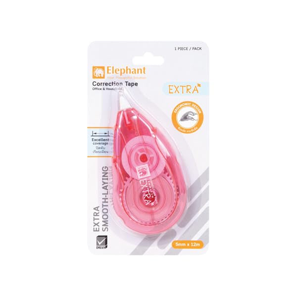 Elephant Extra Correction Tape – 5mm – Green/Pink/Blue
