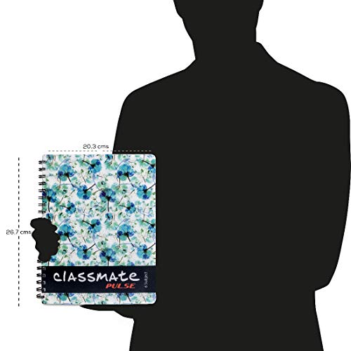 Classmate Pulse 6 Subject Spiral Notebook - Pack of 1 | Single Line | 300 Pages | 26.7cm x 20.3cm | Attractive Cover Designs (Designs might vary) | Soft Cover | Notebooks for College Students