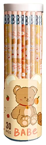 FunBlast Cute Pencil For Kids,Stylish Pencils Stationary Kit Cartoon Pencil Set With Erasers For Kids,Pencil For Drawing&Shading,Birthday Return Gift,Stationary Set 30 Pcs Box Set (Bear),Ink black