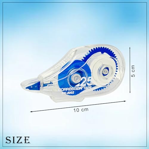 GLUN® Multipurpose 25 Meter White Strip Error Correction Tape with Front Cap for Office, School, Project, Assignment Pack of 1