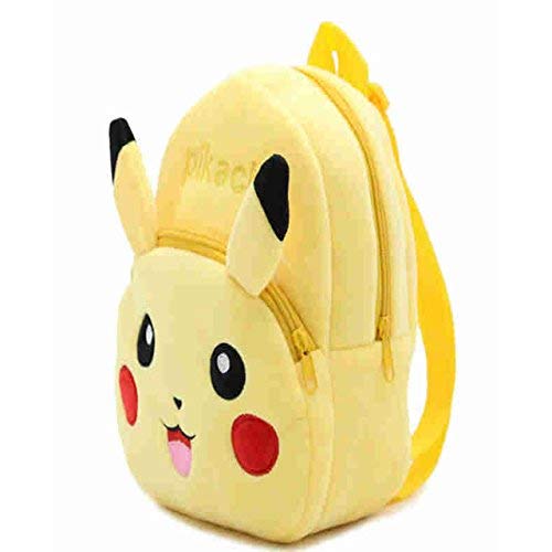 DZert Pikachu Kids Bags for School 10Ltr Baby/Boys/Girls Velvet Backpack (Yellow)