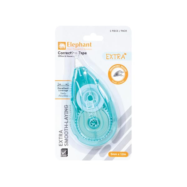Elephant Extra Correction Tape – 5mm – Green/Pink/Blue