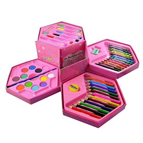 Parteet Colors Box Color Pencil,Crayons, Water Color, Sketch Pens Set of 46 Pieces (Color & Design for Kids)(Pack of 1)