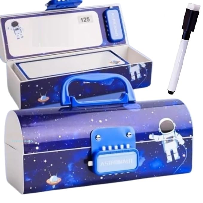 Multi-function pencil box/compass box with lock for school children