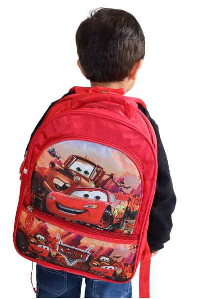 Stylbase Car Kids School Bags for Boys And Girls Printed Cartoon Waterproof Bag | Kids Backpack Ideal for ukg Nursery 1st class Ages 5-7 Years Boys And Girls (14 inches 18L)