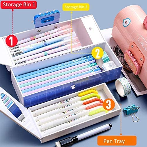 Multi-function pencil box/compass box with lock for school children