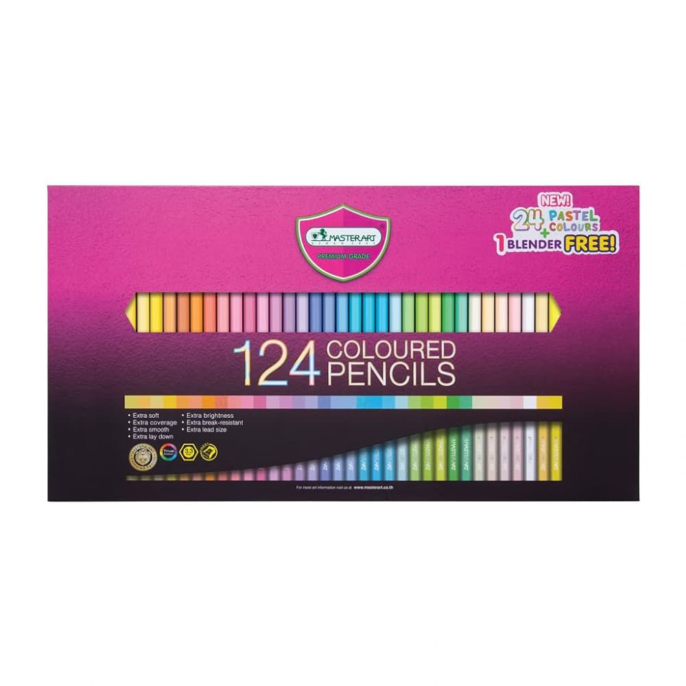 Master Art Premium Grade Coloured Pencils (Set of 124 Pencils)