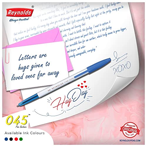 Reynolds 045 Ball Pen SET - 25 BLUE PENS WITH COMFORTABLE GRIP |BLUE BALL PENS FOR WRITING | PEN FOR STUDENTS & OFFICE STATIONERY | 0.7 mm TIP SIZE