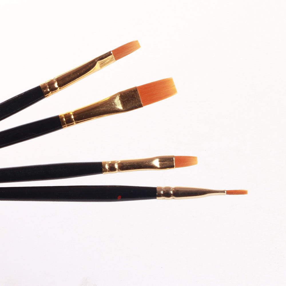 Faber-Castell Synthetic Hair Flat Assorted Paint Brush, Set of 4 Navy Blue