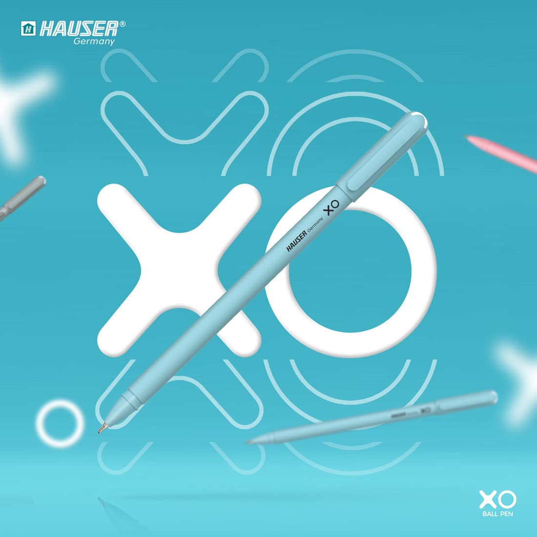 Hauser XO 0.7mm Ball Pen Tumbler | Sleek Body & Minimalistic Design | Matt Finish & Solid Body Type | Low Viscosity Ink With Ultra Durable Tip | Blue, Black & Red Ink, Pack of 50 Pens