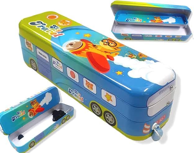 Kids Pencil Box – Multi-Compartment, Cartoon Design, Durable