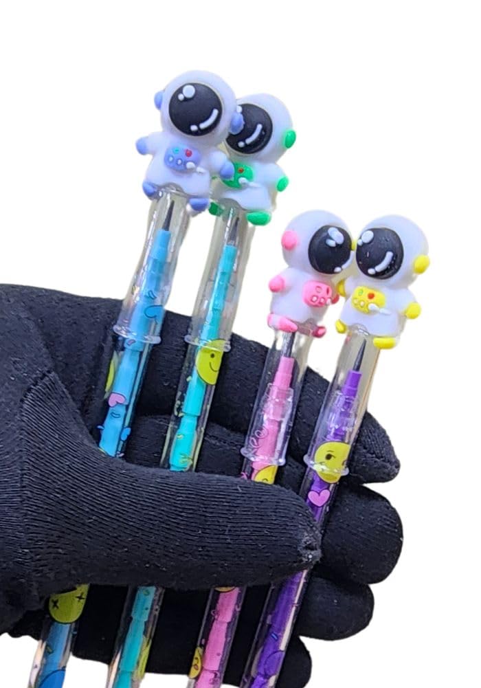 Pack Of 12 Astronaut Theme Space Design Lead Push Pencils For Space Theme Return Gifts For Kids |Universe Theme, Grey