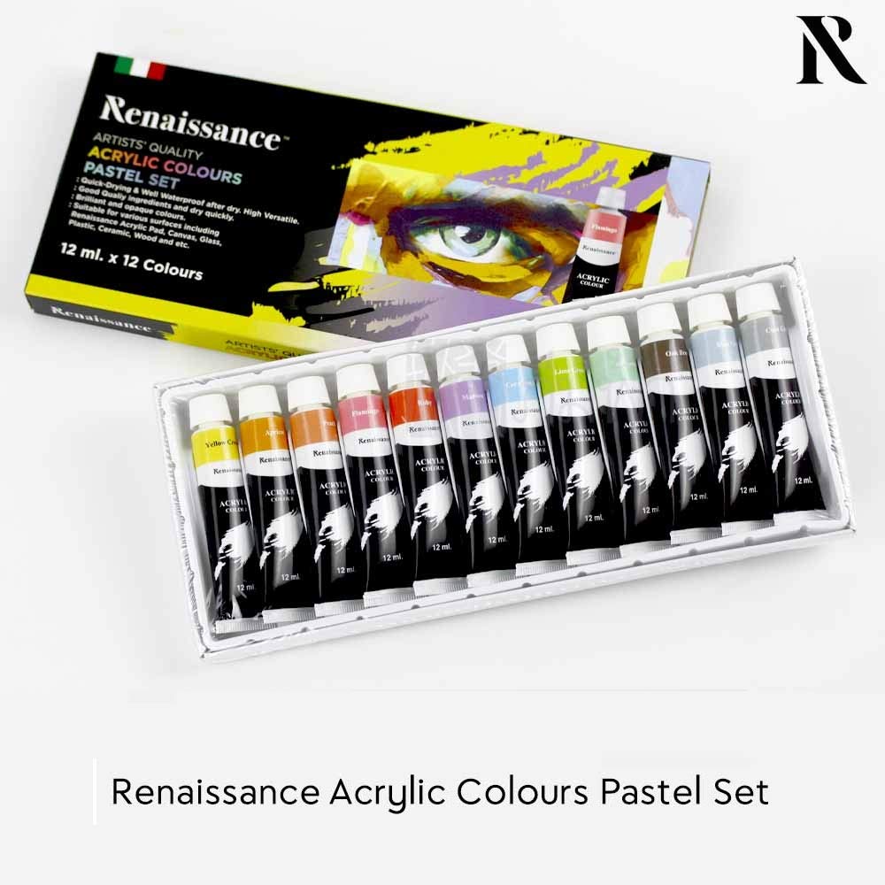 Renaissance Acrylic Colours Pastel (Set of 12 Colours, 12ml)