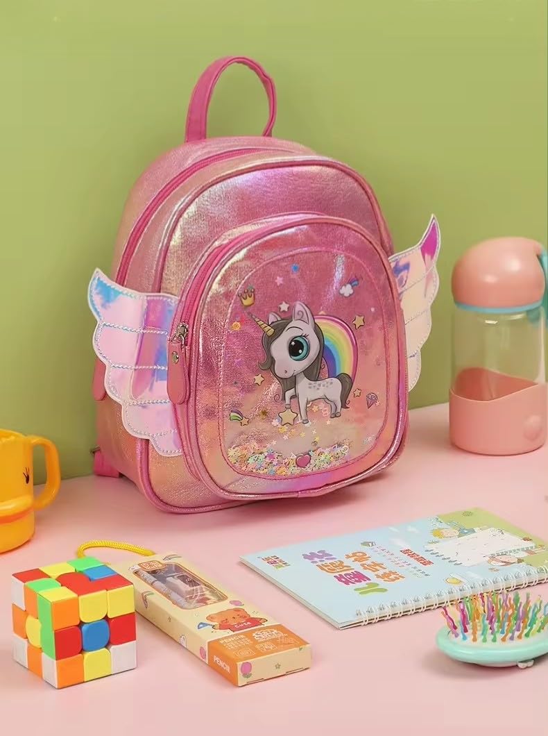 Cuty Kraft Glitter Bags for Kids- Mini Backpack for Girls, Picnic bags for girls, fancy Bags for Girls- Random design