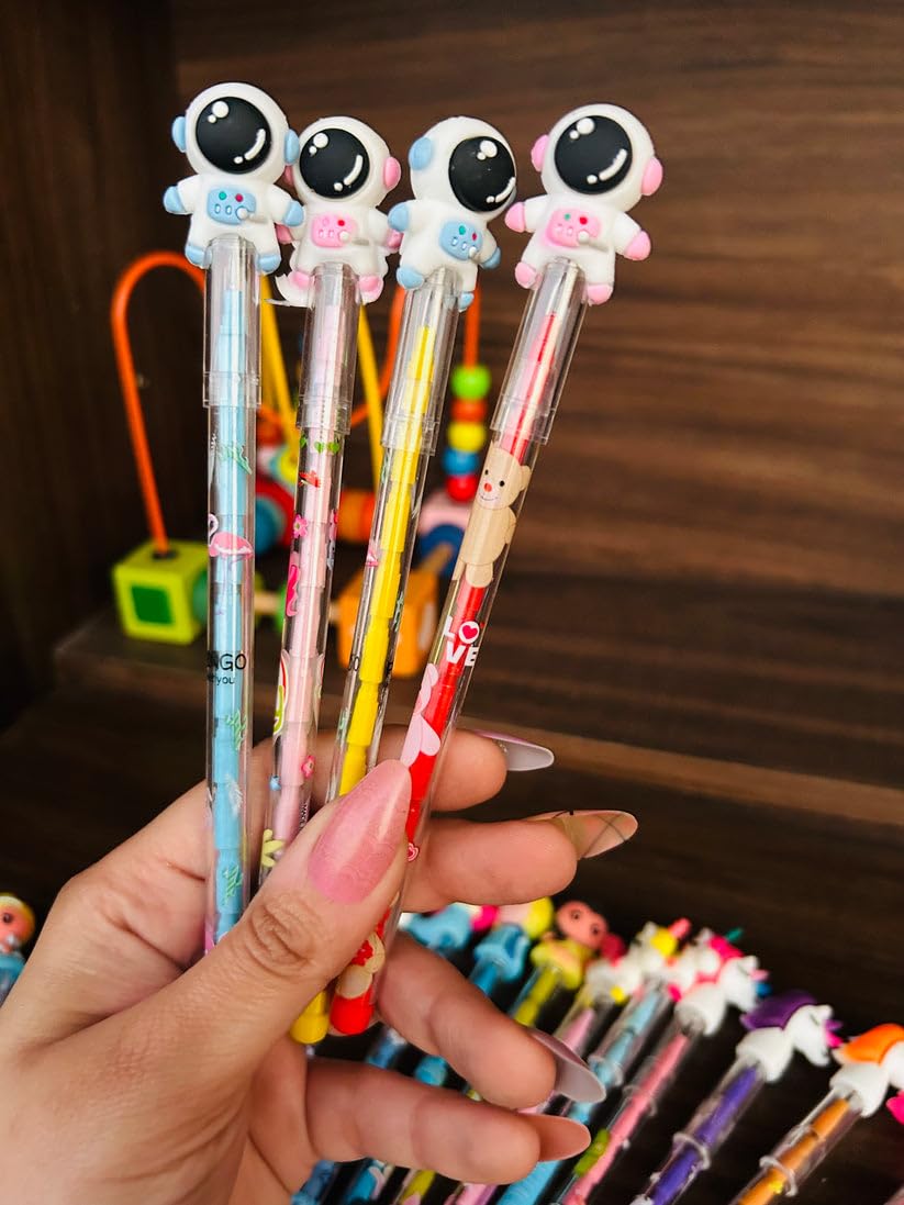 Pack Of 12 Astronaut Theme Space Design Lead Push Pencils For Space Theme Return Gifts For Kids |Universe Theme, Grey