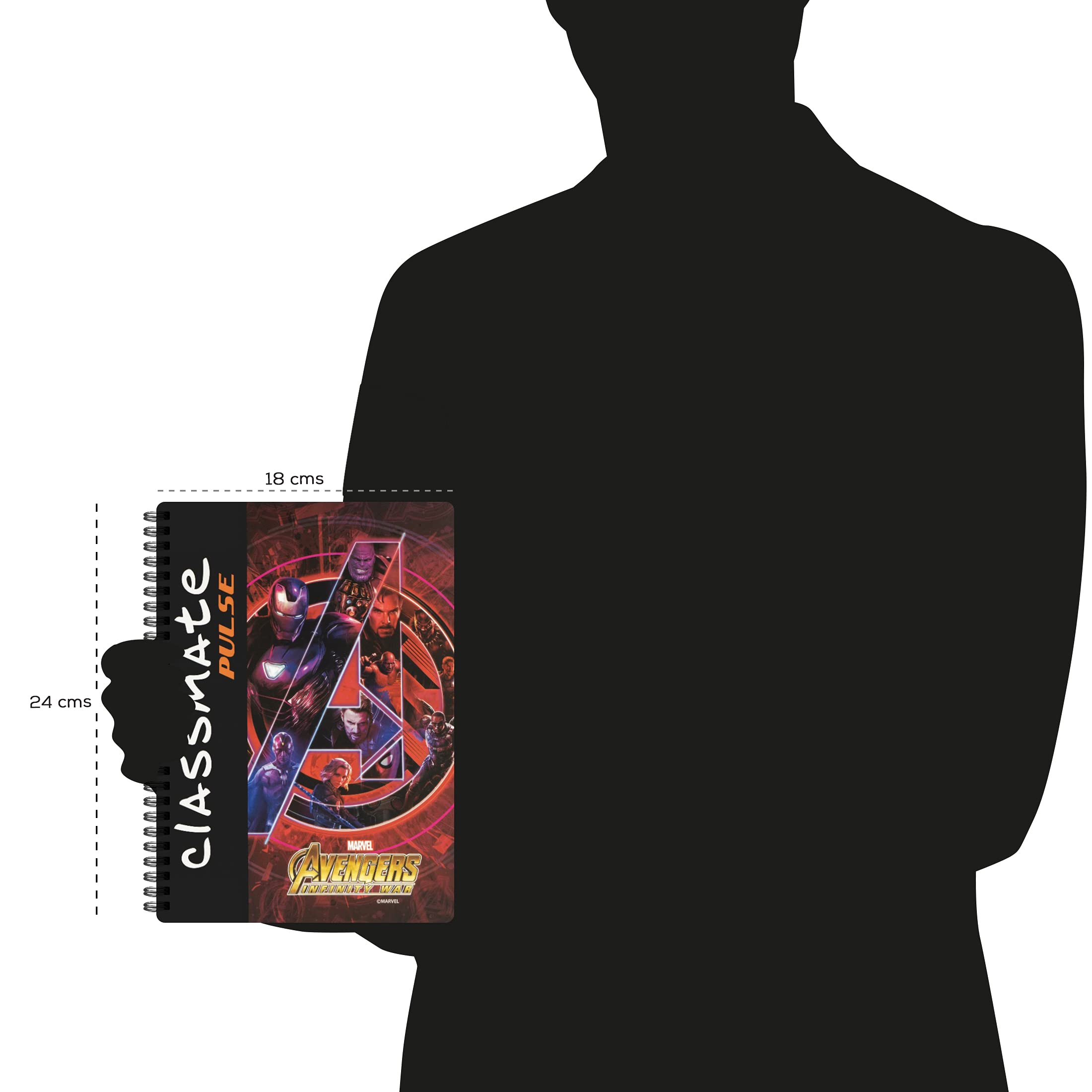 Classmate Pulse Single Subject Spiral Notebook - Pack of 4 | Unruled | 200 Pages | 24.0cm x 18.0cm | Attractive Cover Designs | Soft Cover |Notebooks for College Students | Assorted Designs