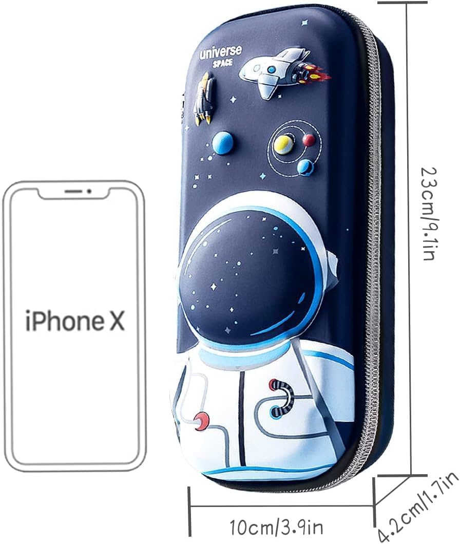 Royals hub 3D Cover Eva Space Astronaut Theme Pencil Case Large Capacity Pencil Pouch Bag Compass School Pouch Organizer For Students Kids Stylish Pen Holder Pouch Stationery Box - Canvas, Multicolor