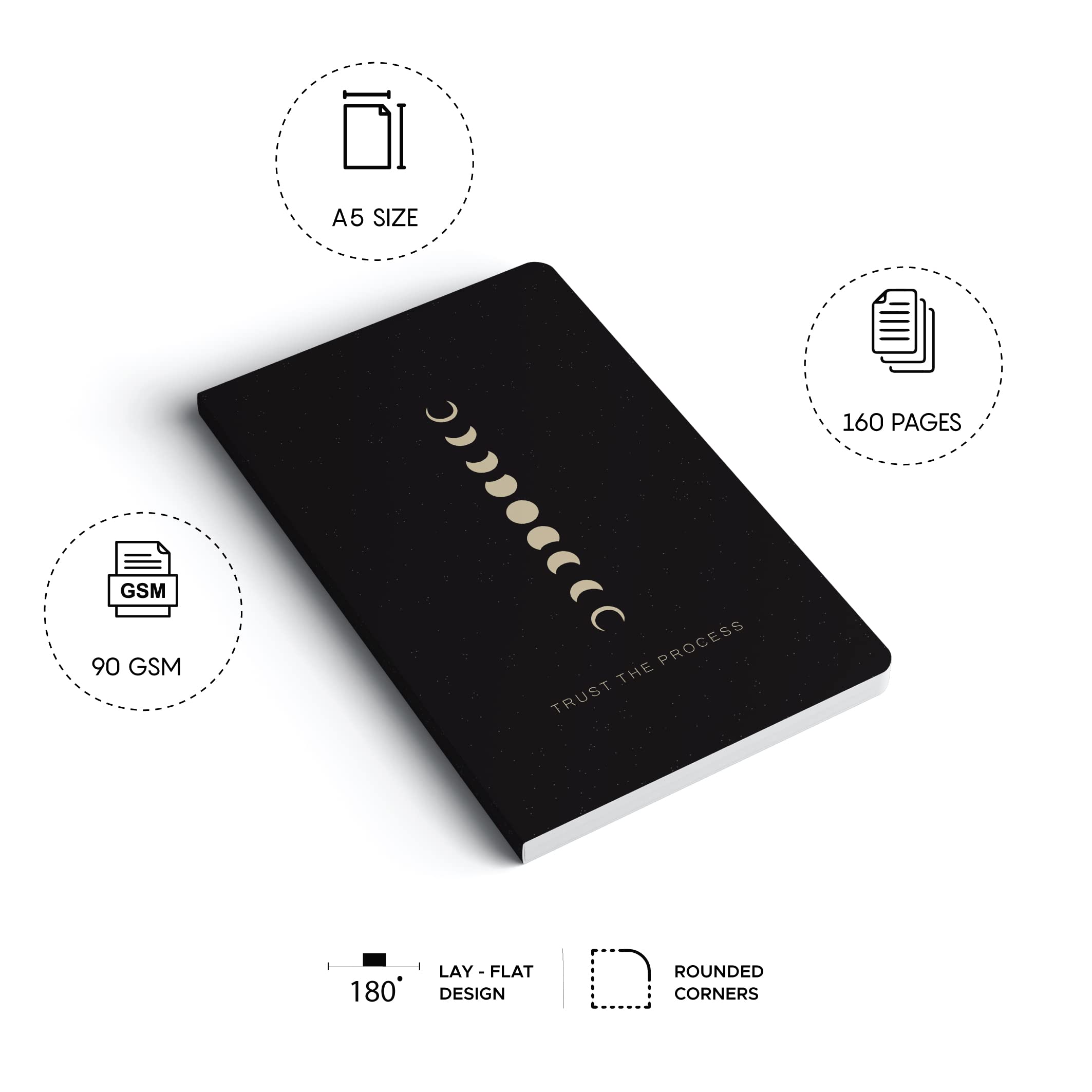 FACTOR NOTES A5 Notebook: Ruled | 90 GSM | 160 Pages (Trust the process)