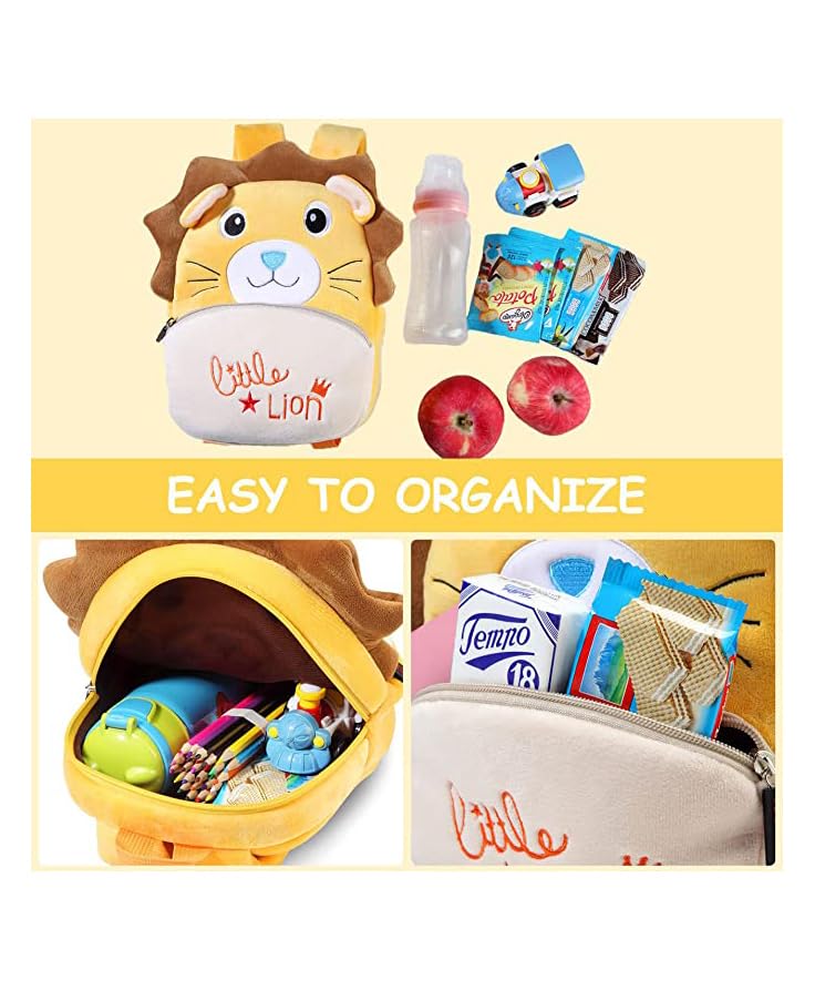 blue tree Cute Kids Backpack Toddler Bag Plush Animal Cartoon Mini Travel Bag for Baby Girl Boy 1-6 Years (LION)
