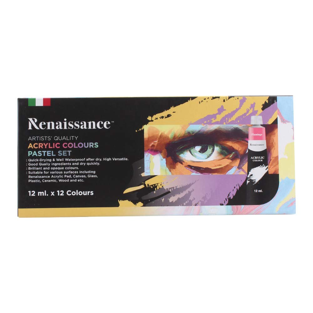 Renaissance Acrylic Colours Pastel (Set of 12 Colours, 12ml)