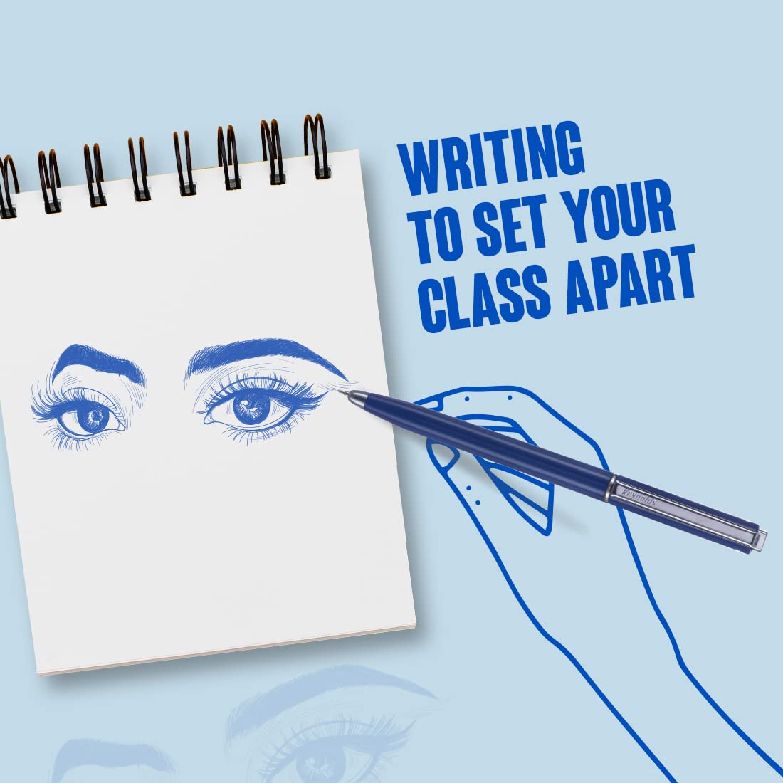 Reynolds JETTER CLASSIC Ball Pen SET - 20 PENS BLUE | MULTI BODY COLOR BALL PEN WITH COMFORTABLE GRIP |BLUE BALL PENS FOR WRITING | PEN FOR PROFESSIONALS | 0.7 mm TIP SIZE